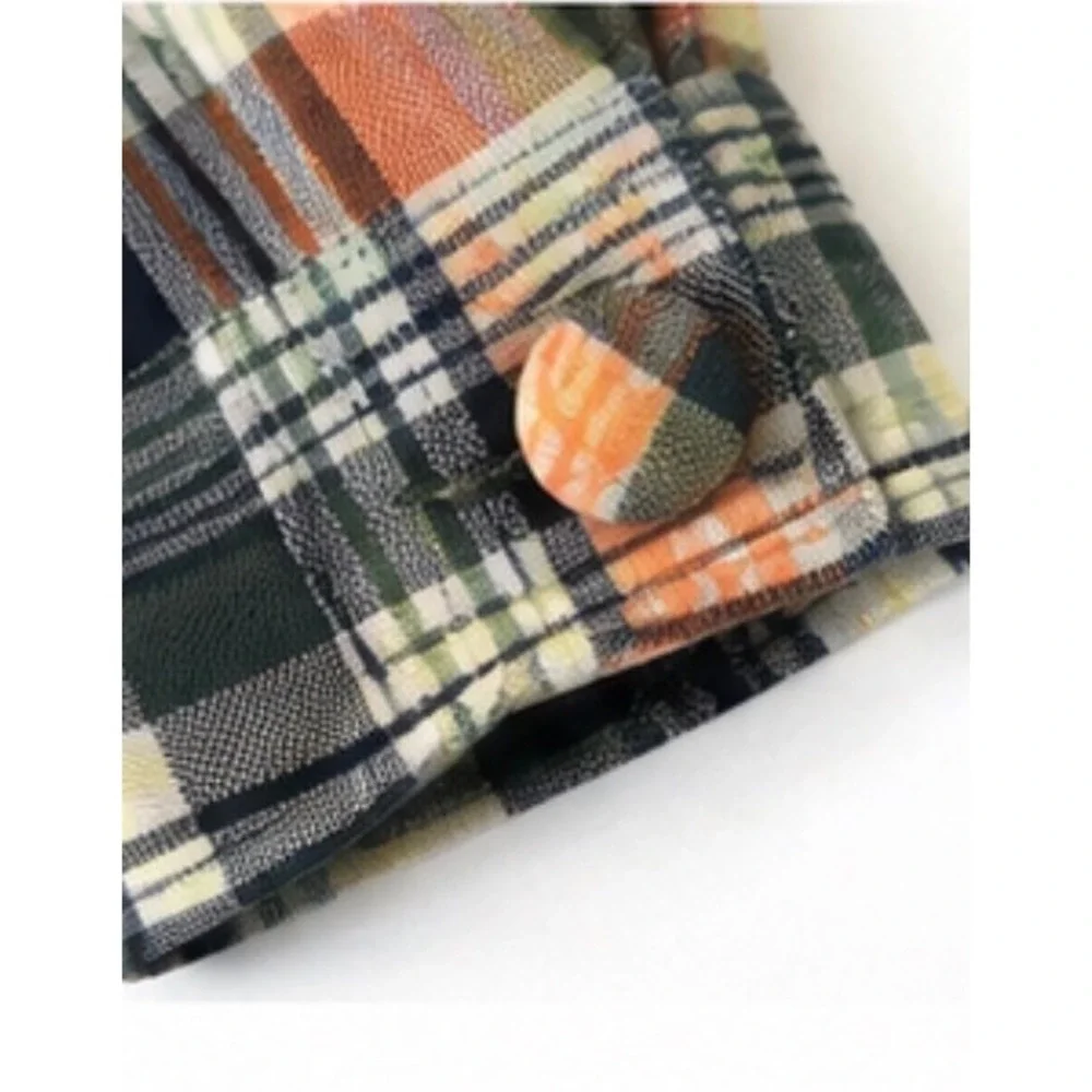 eShakti Plaid Midi Dress Women 18 Plus Size Multi Color Button Front Long Sleeve - Picture 6 of 12